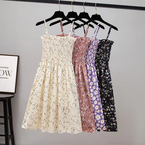 High Waist Casual Spaghetti Strap Sleeveless Summer Mini Dress
